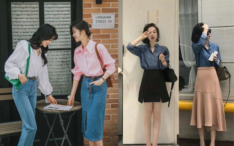 Tổng hợp những cách mix đồ với áo sơ mi nữ